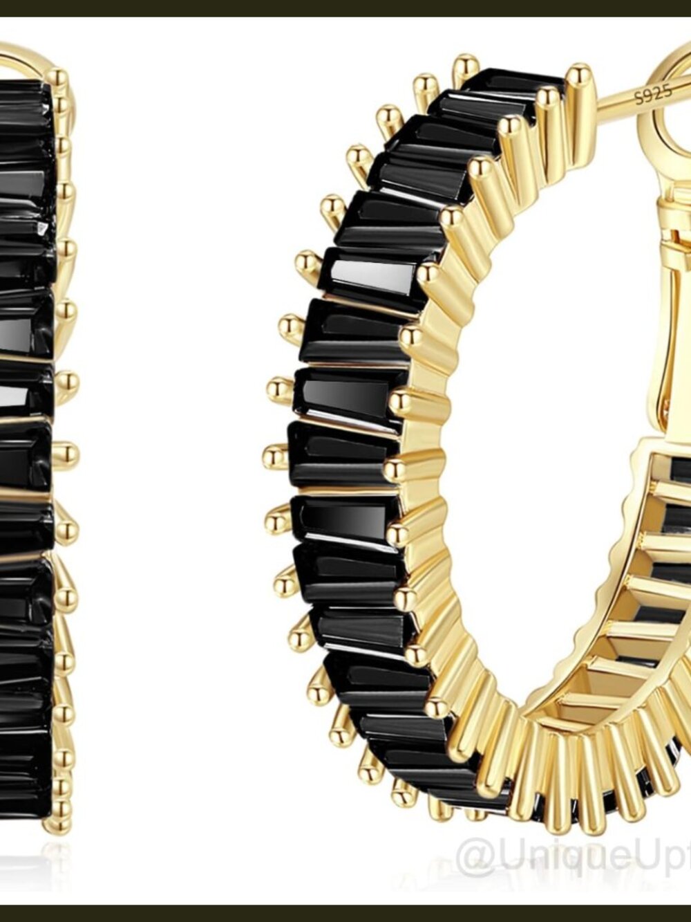 14K Gold Plated Cubic Zirconia Hoop Earrings Hypoallergenic 25mm
